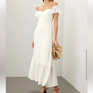 Reformation Off-Shoulder White Wedding Dress Butterly 6